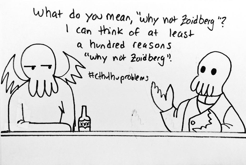 Illustration for article titled Lumpy Cthulhu Met A Weird Lobster At A Bar